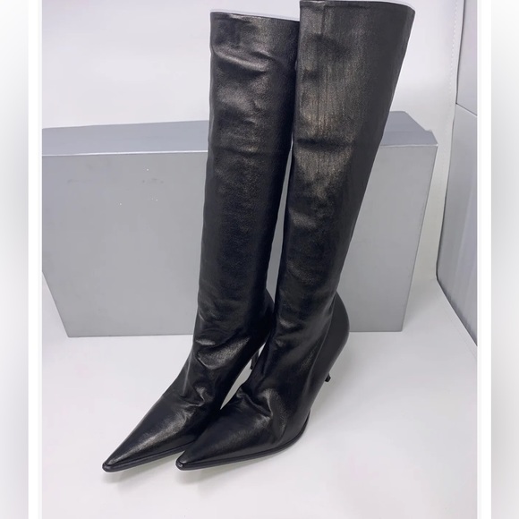 Alluminio Shoes - Alluminio Soft Stretch Black Napa Boots Size 10